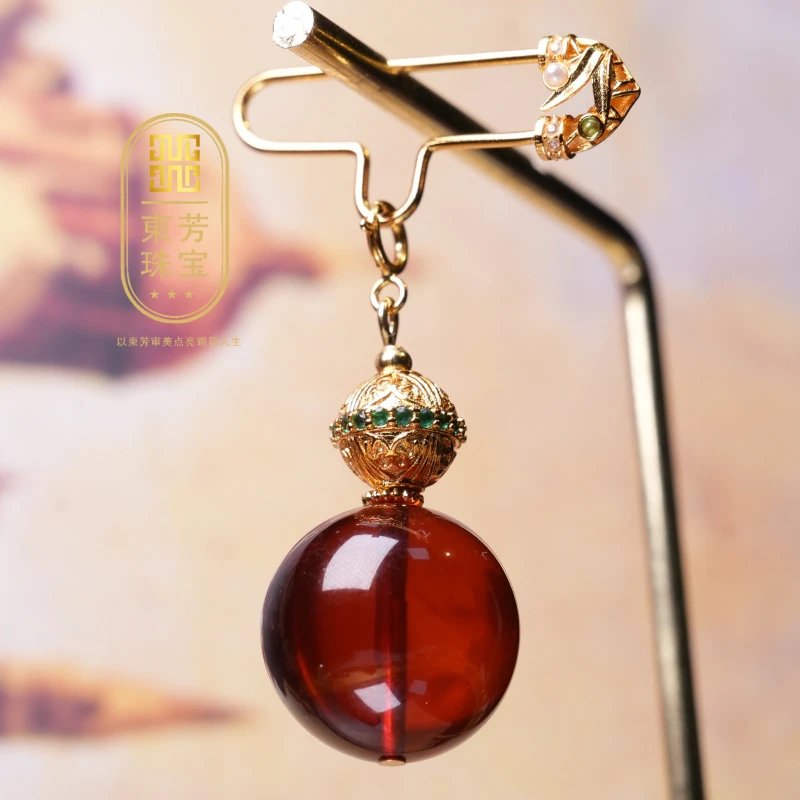 東芳珠宝-（主播同款）缅甸天然琥珀胸针琥珀胸针新中式百搭饰品