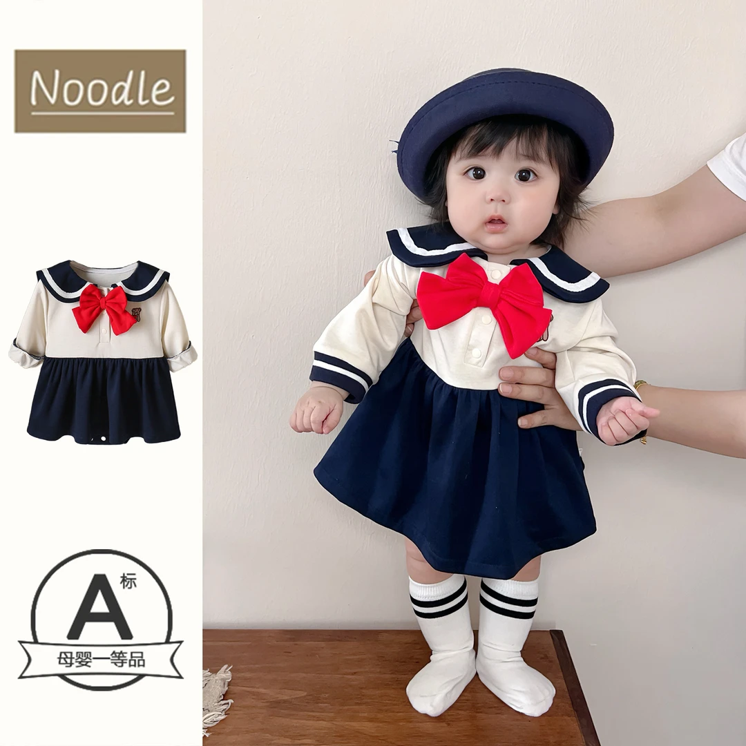 儿童秋季连衣裙婴儿学院风长袖包屁哈衣裙周岁女宝宝秋装公主裙