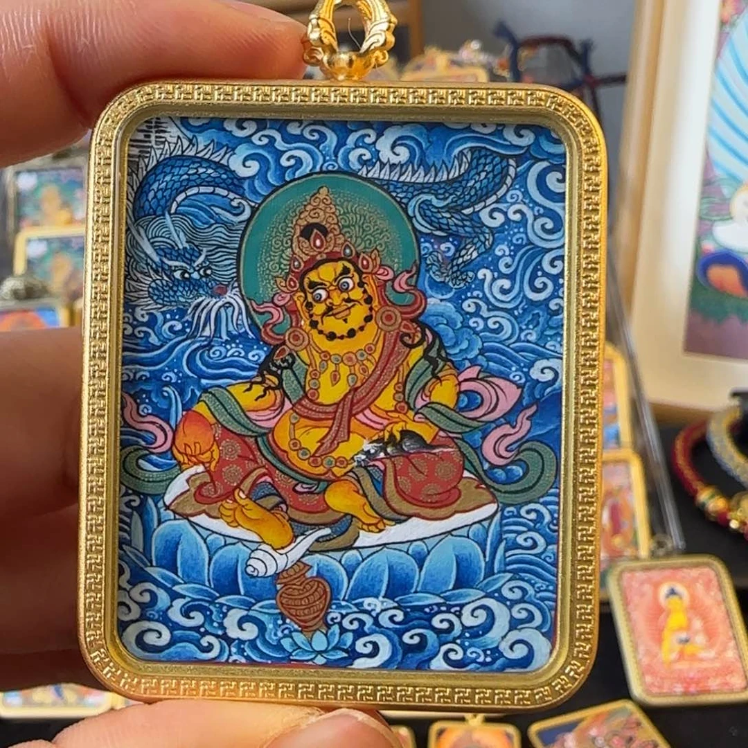 吊坠黄财神热贡唐卡