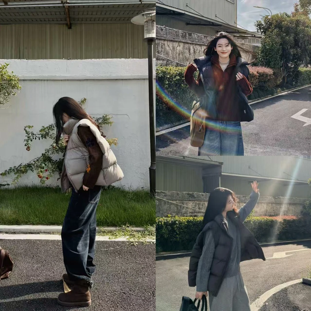 今婷【婷私服马甲】简约纯色秋冬款加厚保暖立领羽绒马甲-J25404301