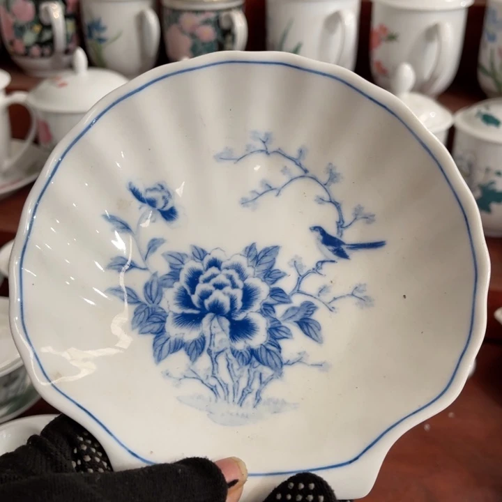 陶瓷醴陵釉下青花盘15厘米盘，2等