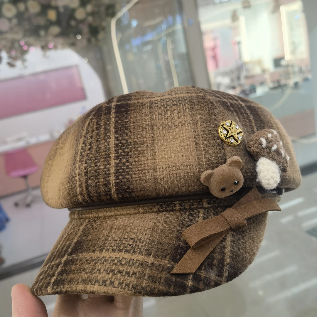MZ-67咖色小熊蘑菇星星前进帽帽子