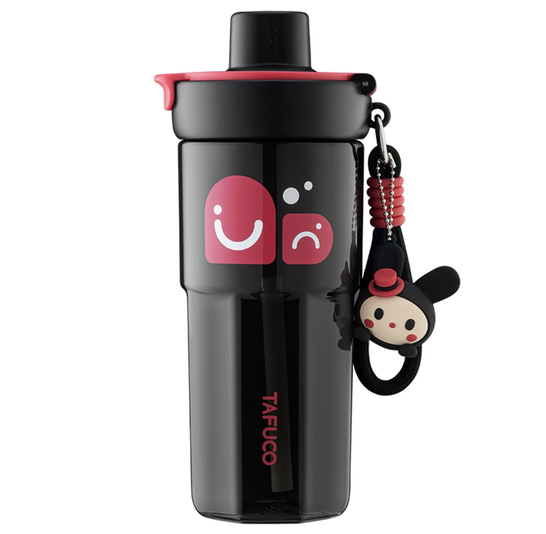 泰福高萌兔公仔双饮杯Tritan材质不含双酚A独立茶仓便捷提绳