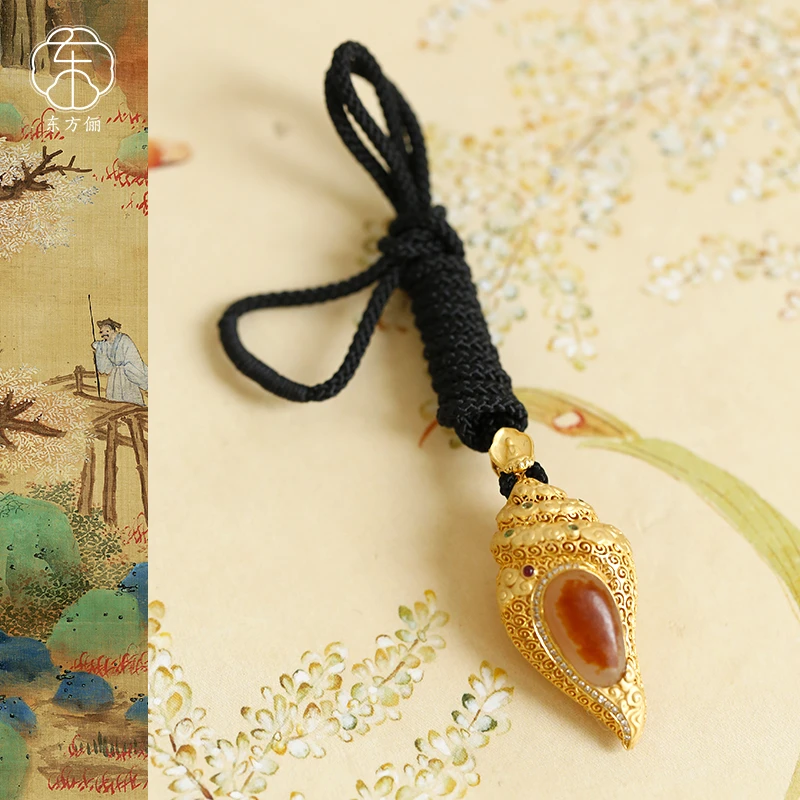 东方俪DOFUNLY【倾听】和田玉海螺无相设计款吊坠18k金ZLDZ望舒