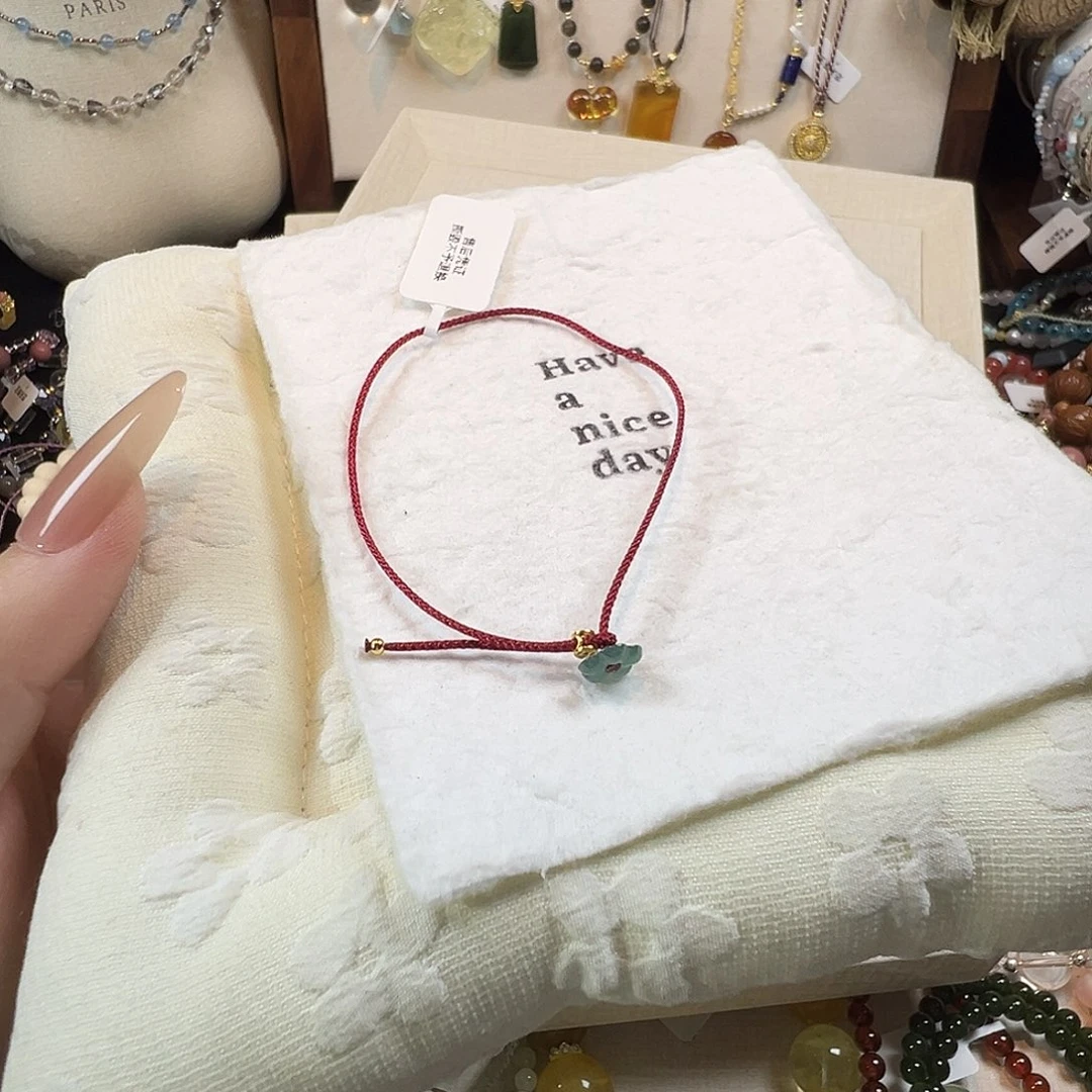 未镶嵌水晶手链蓝水小花红绳925