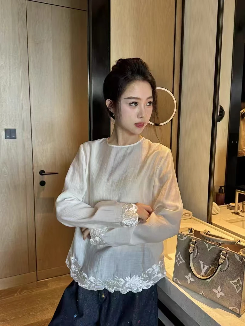 『青黛』新中式国风气质穿搭时尚设计师提花上衣