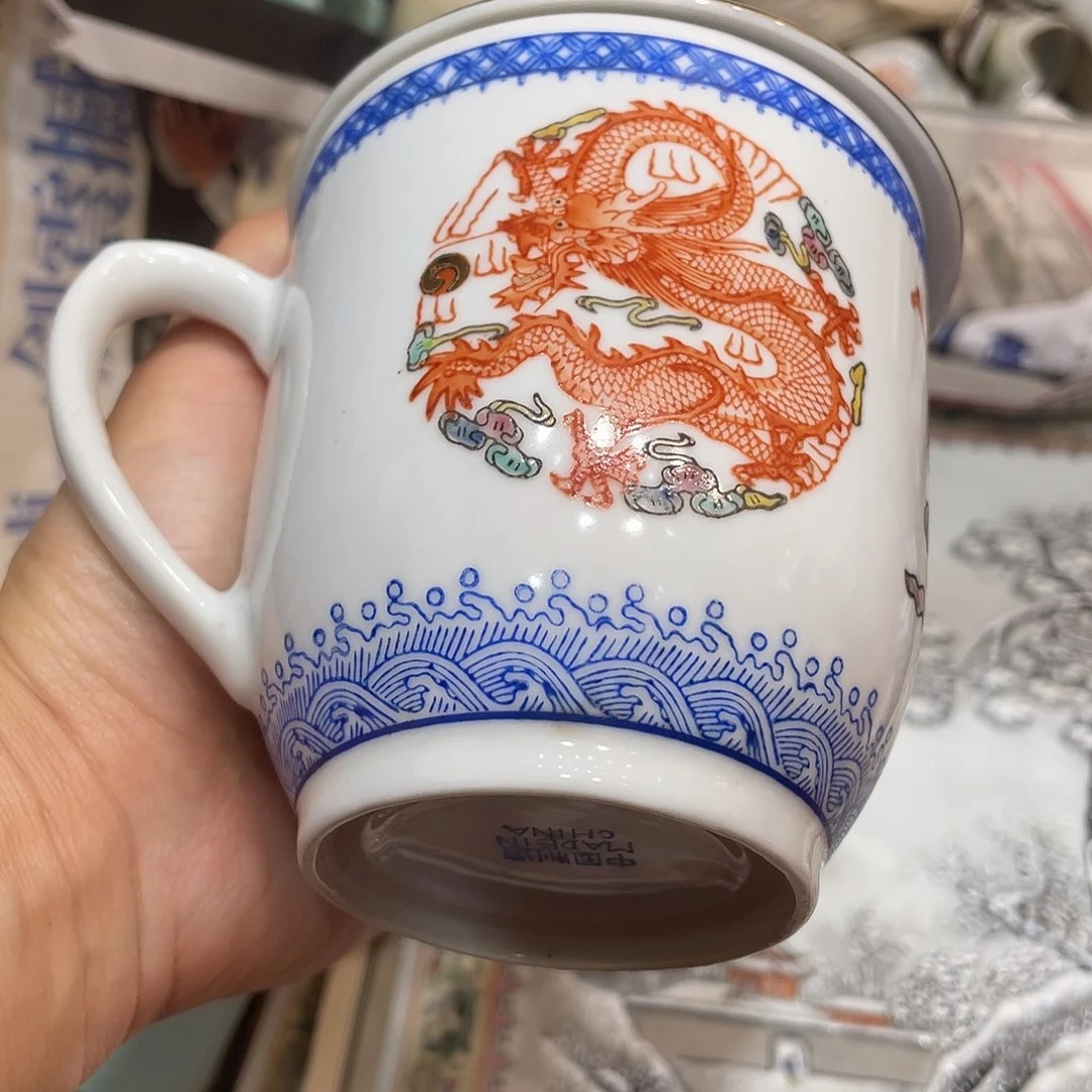 瓷片景德镇粉彩办公杯