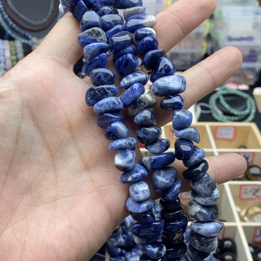 玛瑙/玉髓未镶嵌珠宝半成品一条天然蓝纹石随行12mm左右