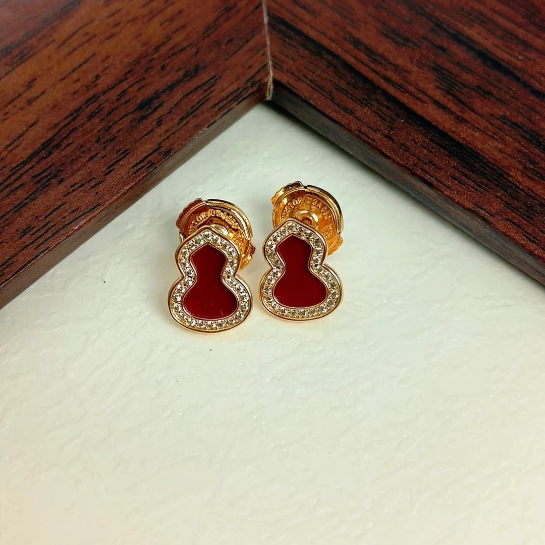 合金耳饰 红色葫芦显白耳钉