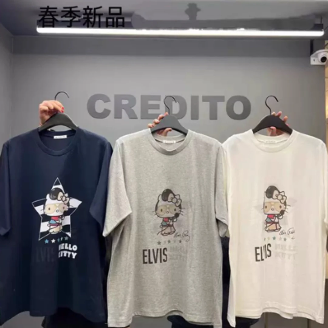 现货！韩国东大门代CREDITO2025春星星猫印花宽松短袖T恤