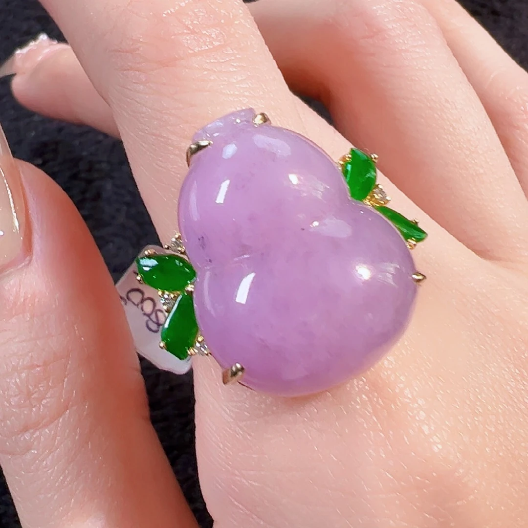 翡翠戒指18K金镶嵌签收后24小时鉴赏期