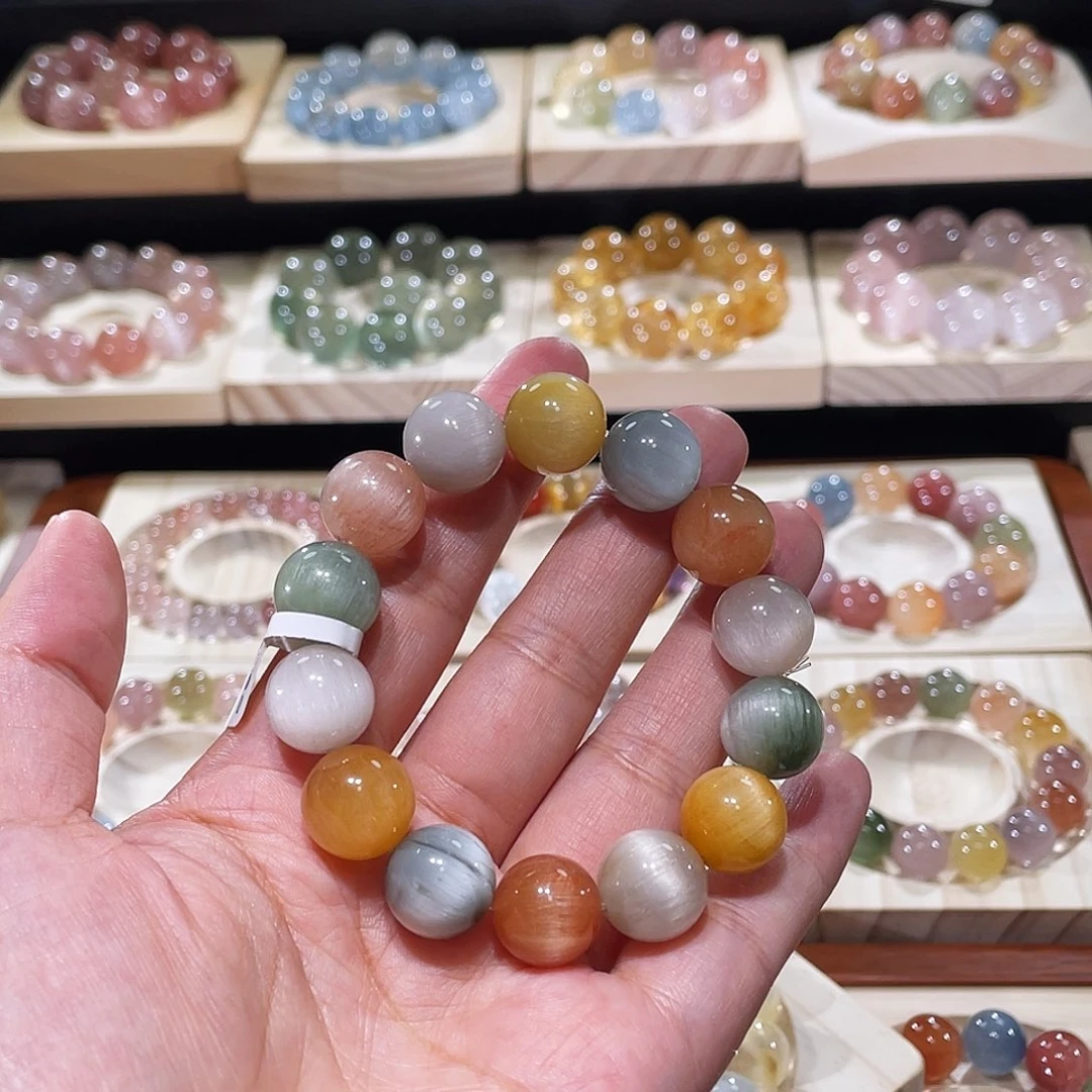 未镶嵌手链水晶兔毛手链，晶体通透