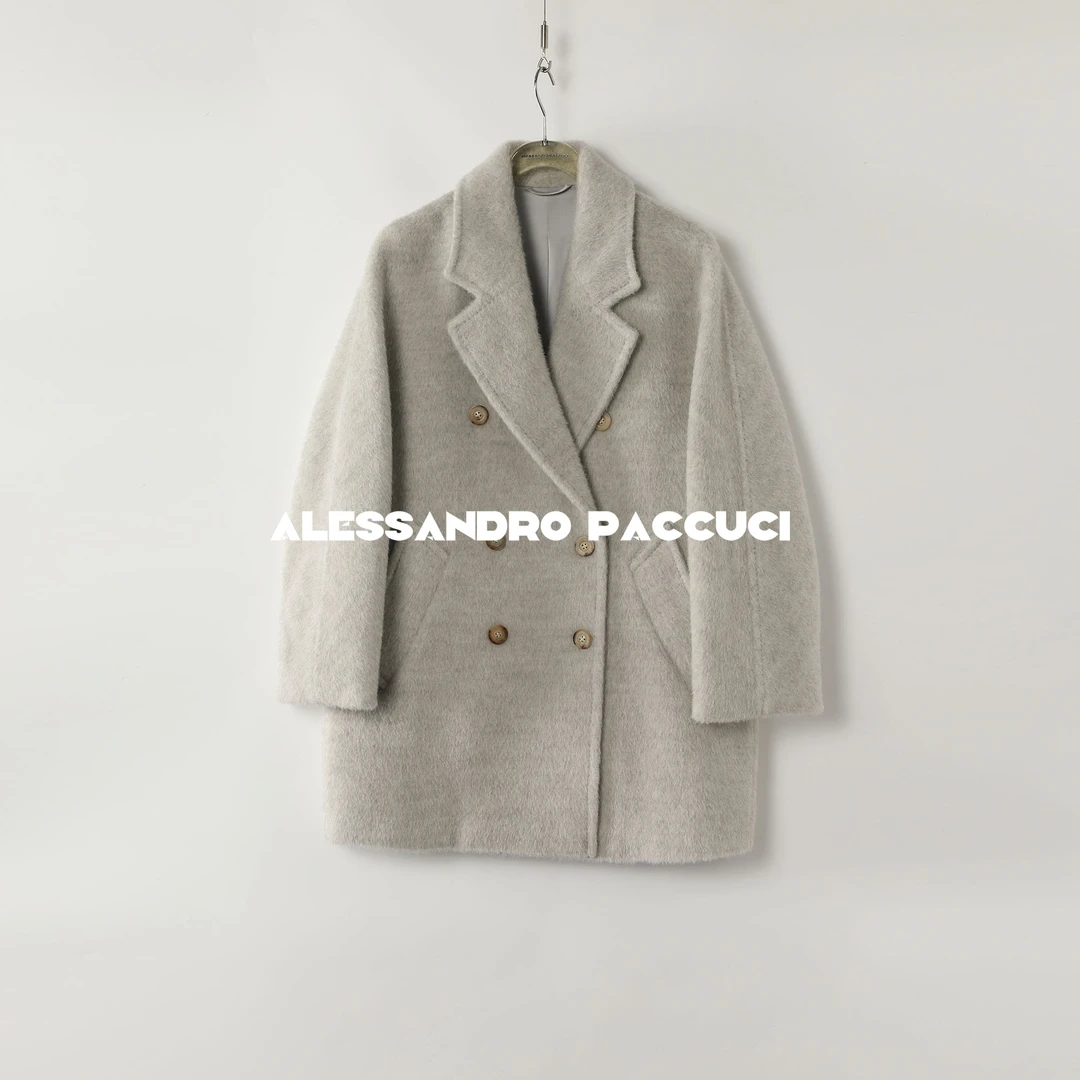 AP洛哥44032DY【黑标系列】INCA秘鲁进口皇家贝贝羊驼双排扣大衣冬