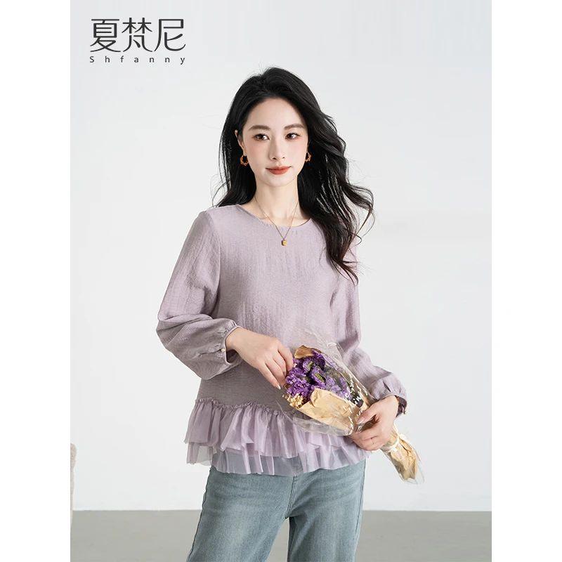 夏梵尼海盐茉莉2025春新款法式优雅气质设计感衬衫