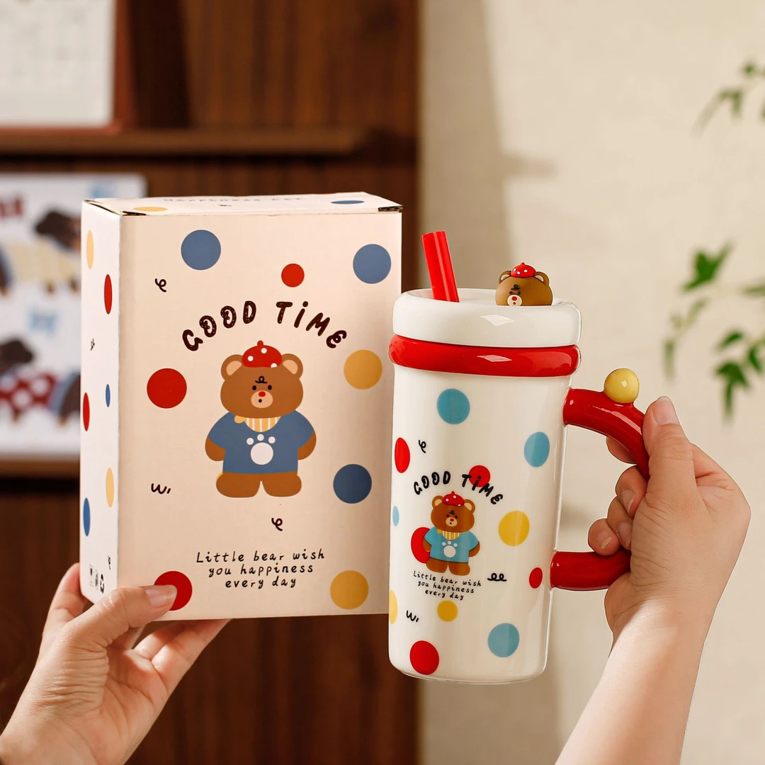 少女小众高颜值马克杯陶瓷杯带盖大容量水杯咖啡杯生日礼物伴手礼