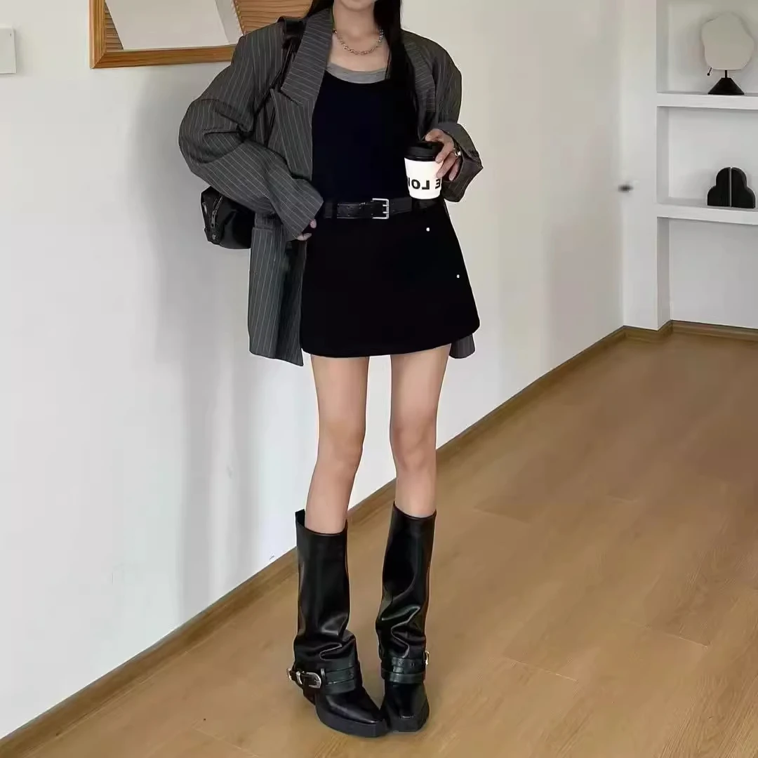 2025秋季新款韩版时尚百搭高腰显瘦A字工装短裙半身裙潮女配腰带