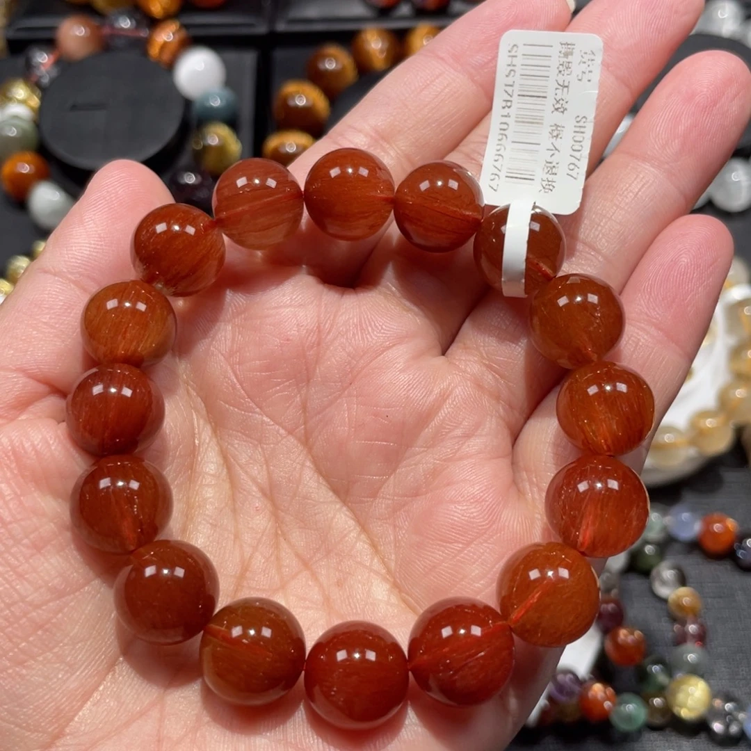 水晶未镶嵌手链红发晶13mm左右