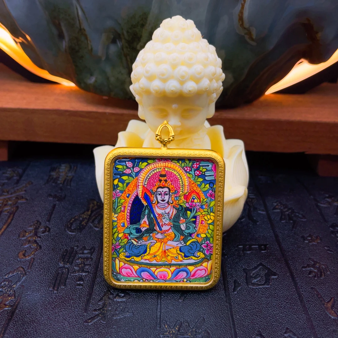 热贡纯手绘十二生肖本命佛虚空藏菩萨唐卡吊坠