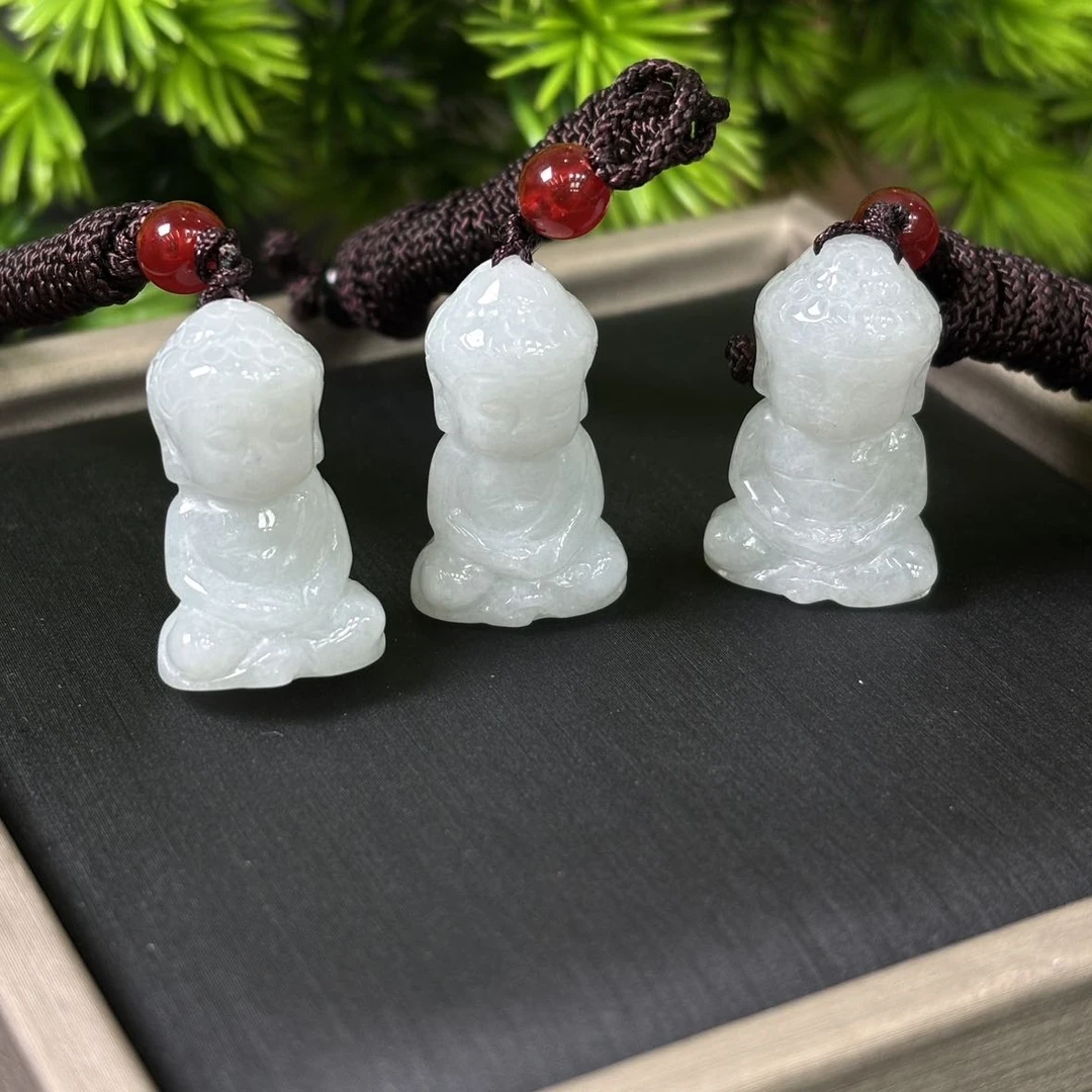 （冰冰）翡翠宝宝佛FL7/多样性发其一CP配绳
