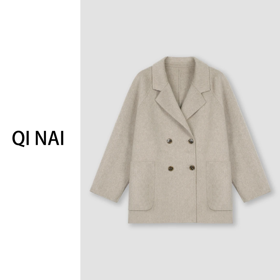 七奈推荐 【雅感】时尚高级感宽松西装领气质毛呢外套QN11882