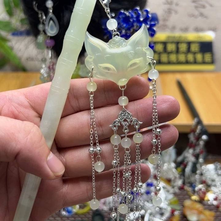 合金蛇纹石玉发饰
