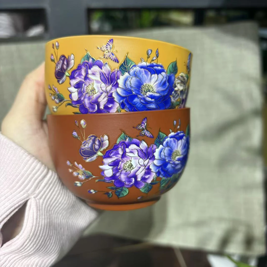 【中国邮政专属链接】花开富贵紫砂对杯mc055