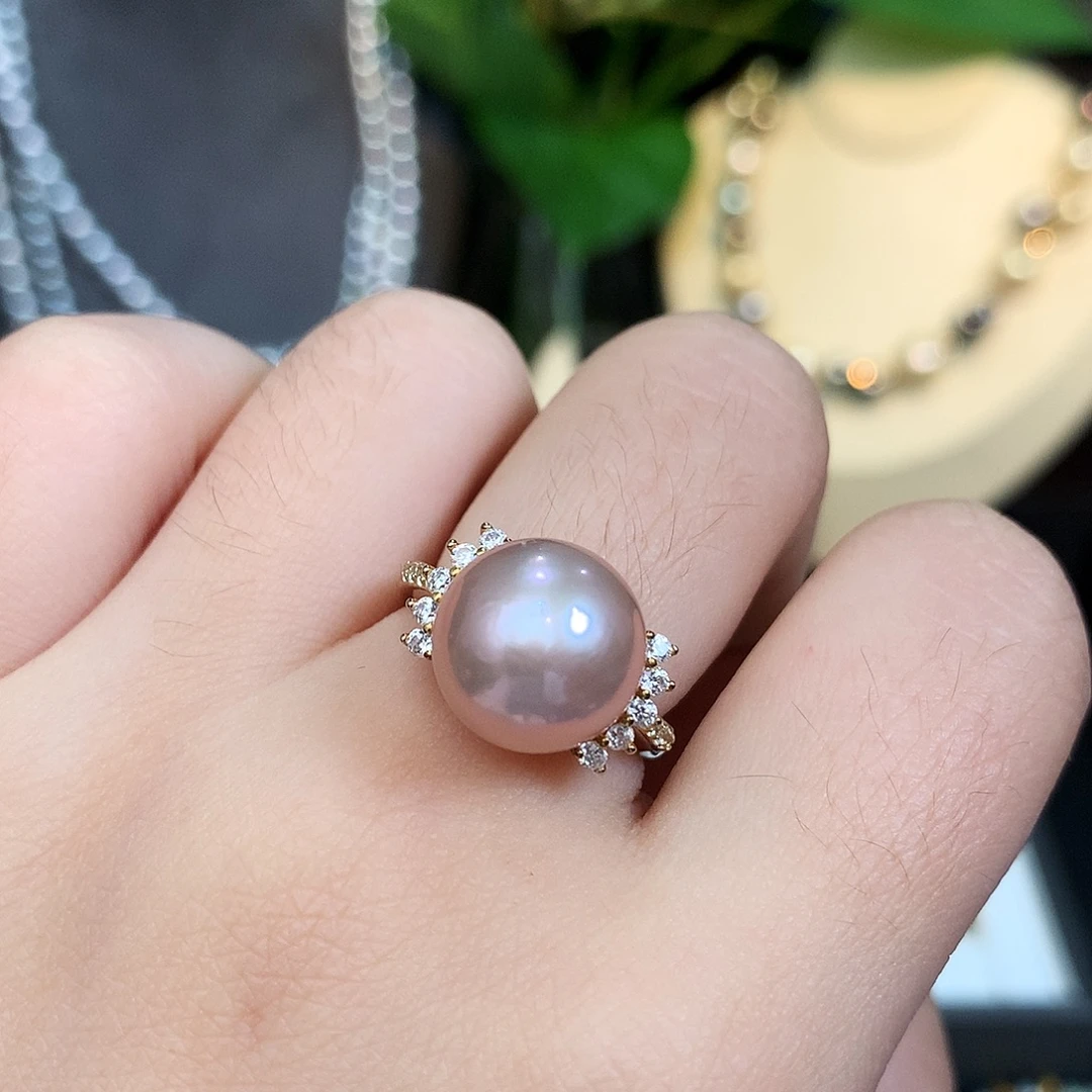 戒指淡水珍珠银S925镶嵌