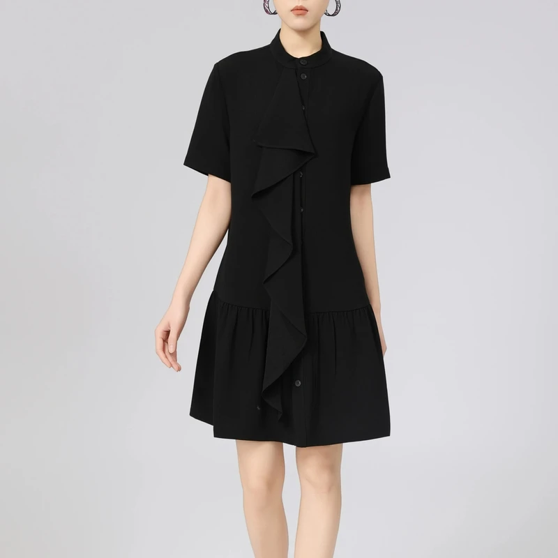 AMASS/阿玛施25新款气质连衣裙设计款立体装饰百搭中长裙550003