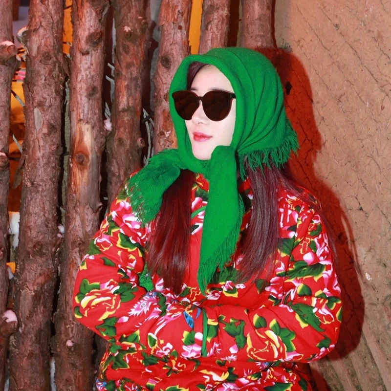 东北绿头巾农村大妈村姑奶奶老人方包头巾农村干活四方保暖围巾女