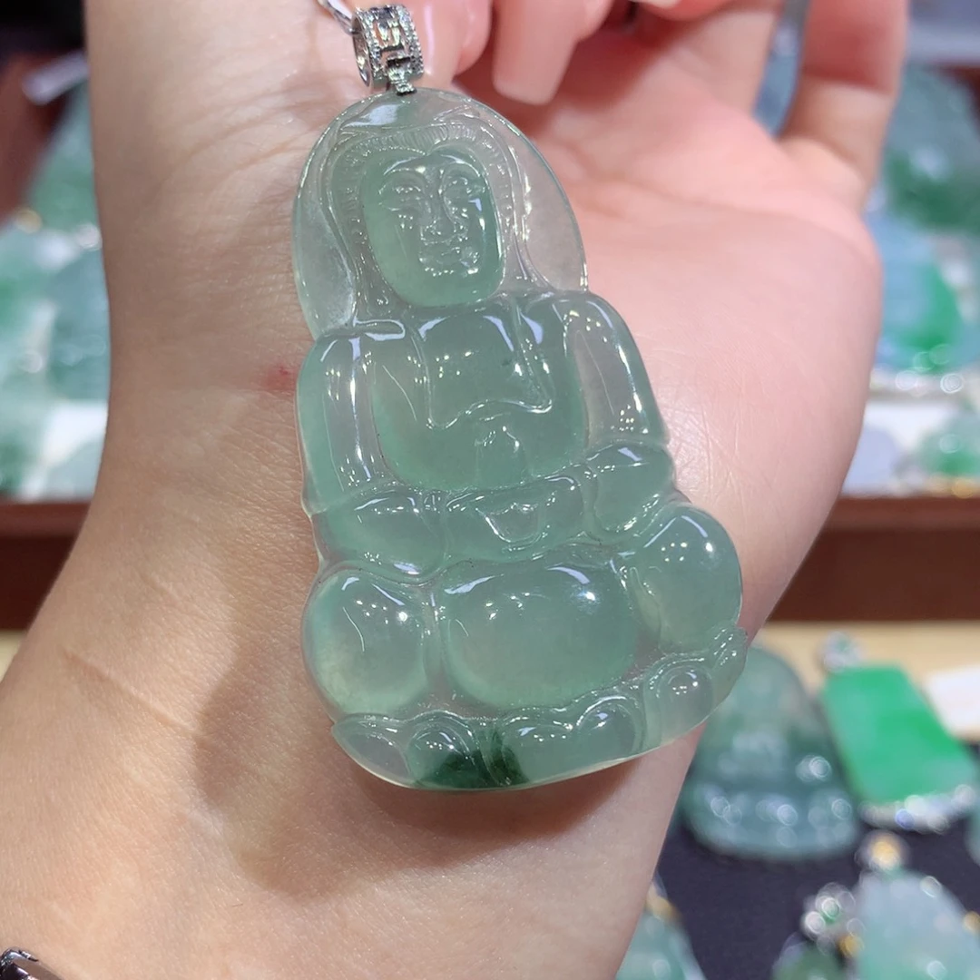 吊坠(不含链)18K金镶嵌翡翠