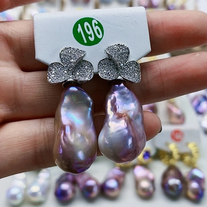 银S925镶嵌耳饰淡水珍珠