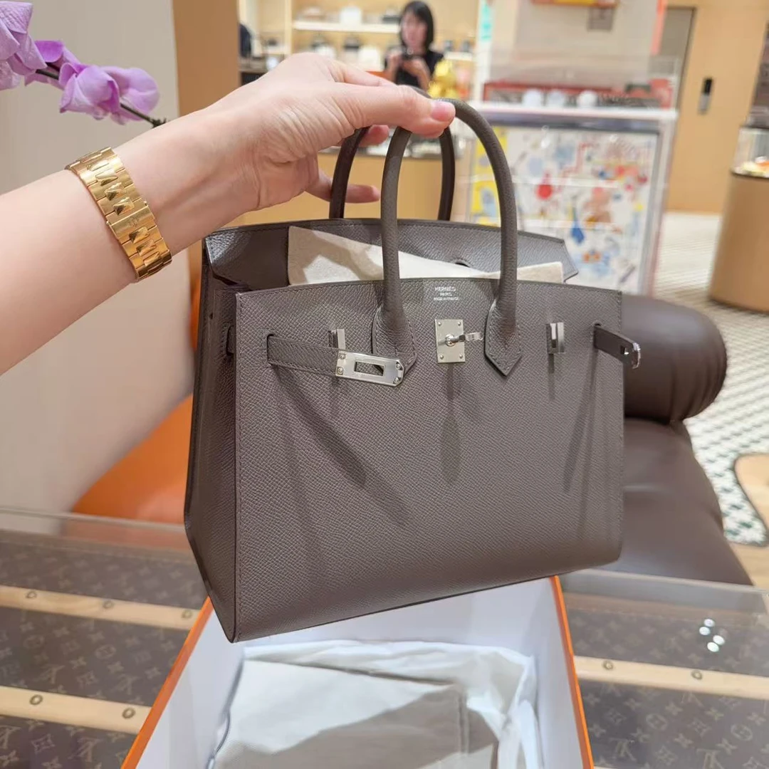 未使用 Hermes/爱马仕 Birkin25 锡器灰银扣 外缝  Y刻！