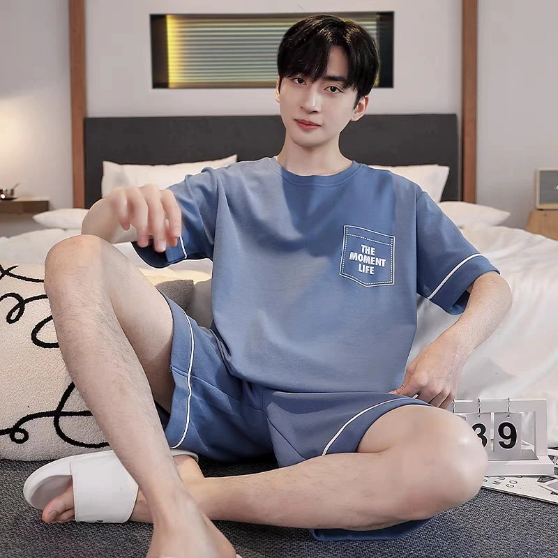 帕兰朵新款爆款纯棉男款加大睡衣套装夏季短袖薄款全棉大码家居服