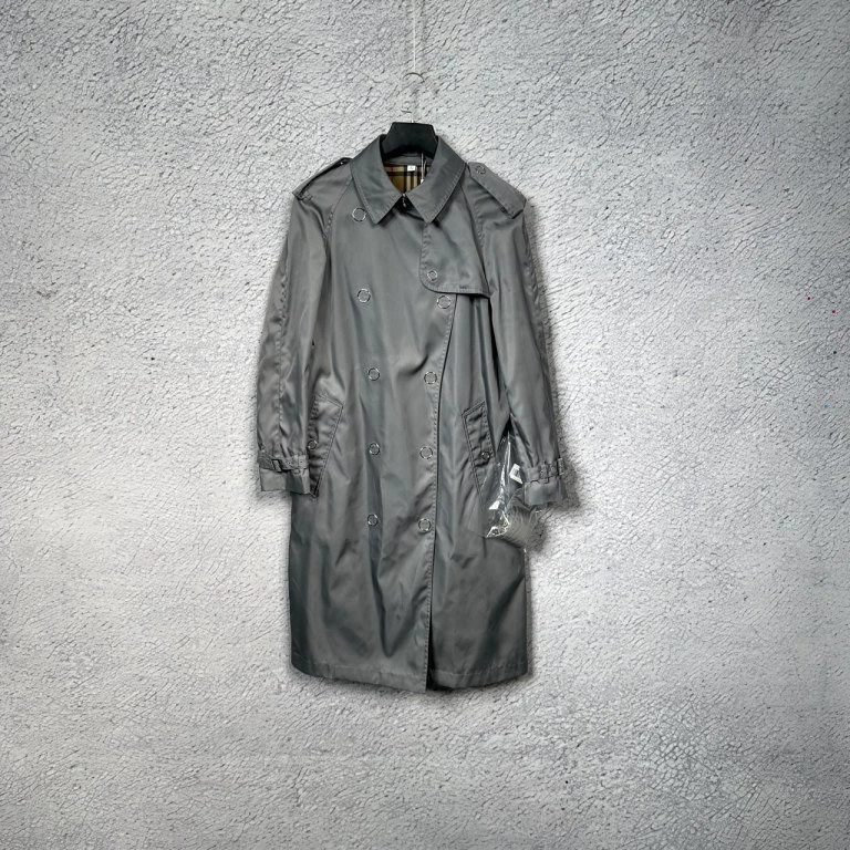 99新 BURBERRY/博柏利 灰色中长款风衣外套/36码