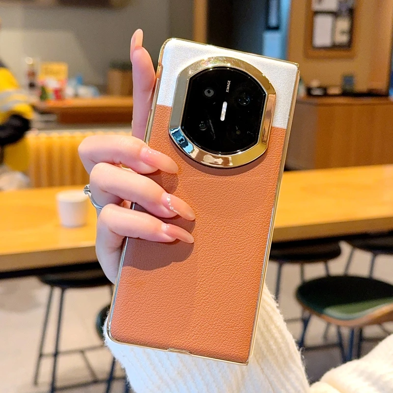 大漠银月电镀皮纹适用华为MateX7折叠屏手机壳matex6防摔X5保护套