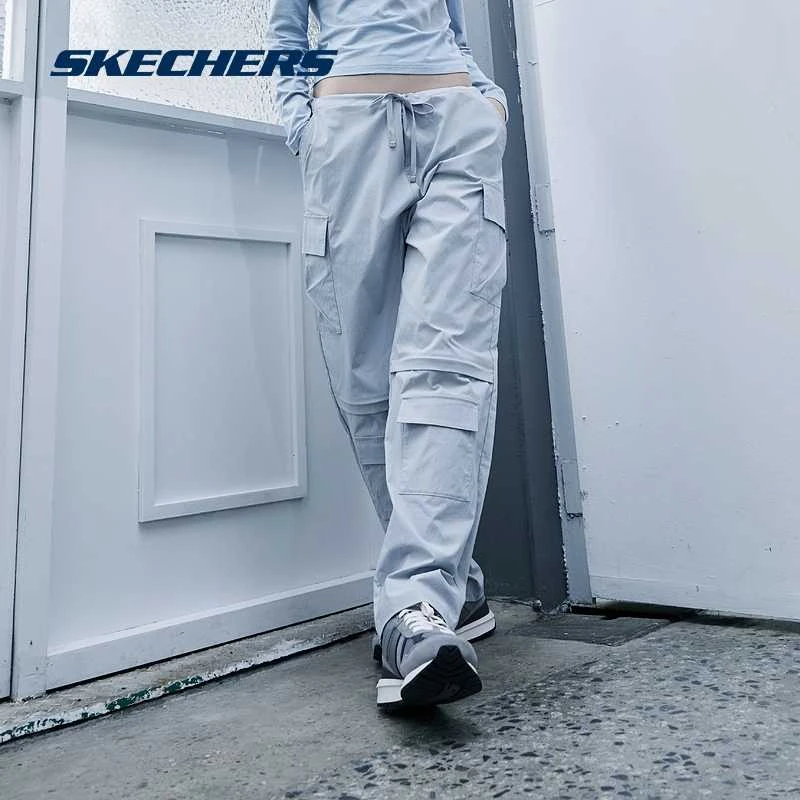 斯凯奇官方男女同款工装裤伞兵裤抽绳腰头运动长裤L424U144