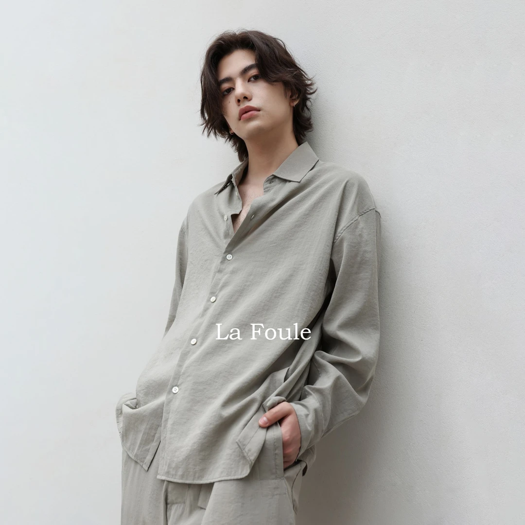 【LaFoule】春夏干丝衬衫桑蚕丝男生小众设计日系松弛老钱风凉感02