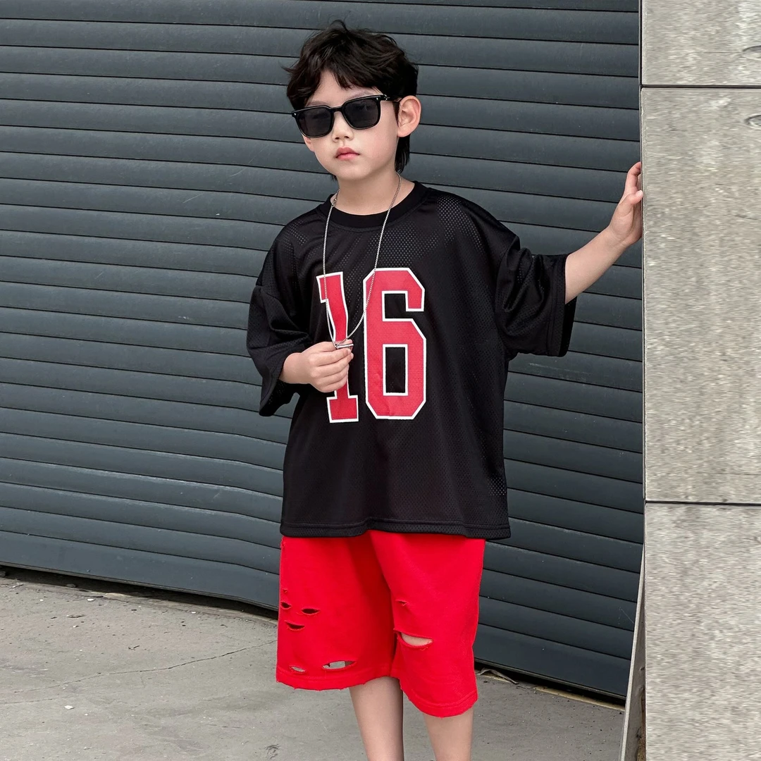 【不梵】夏季新款休闲潮酷洋气儿童t恤中小童上衣中袖T潮-HY25229