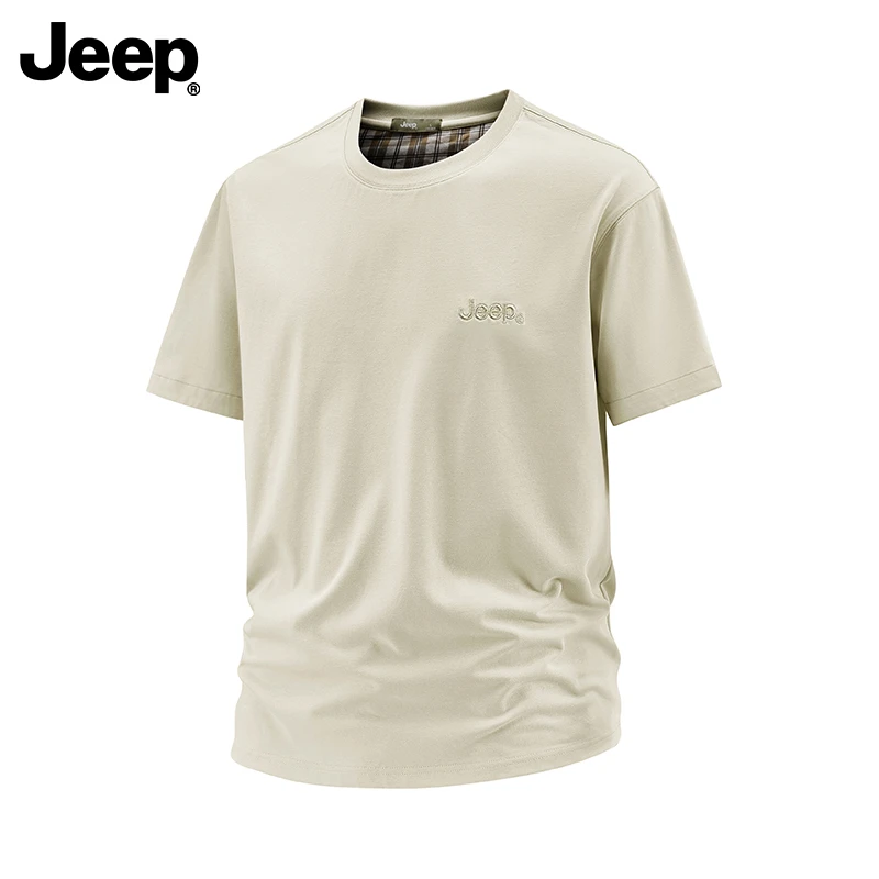 Jeep吉普夏季圆领凉感透气短袖T恤男装舒适弹力男士运动短袖薄款
