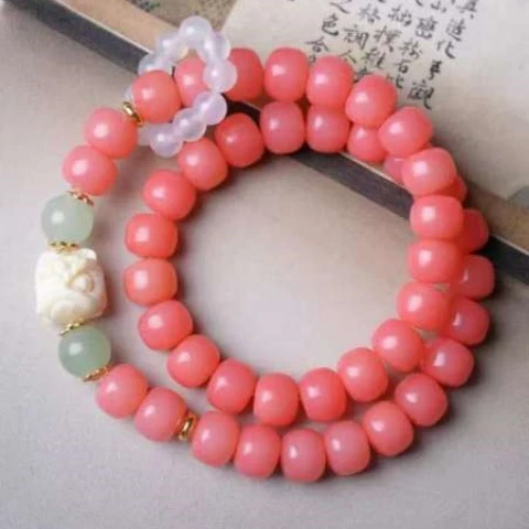 铁合金石英石手链 天然菩提双圈手链配玉石貔貅转运饰品737