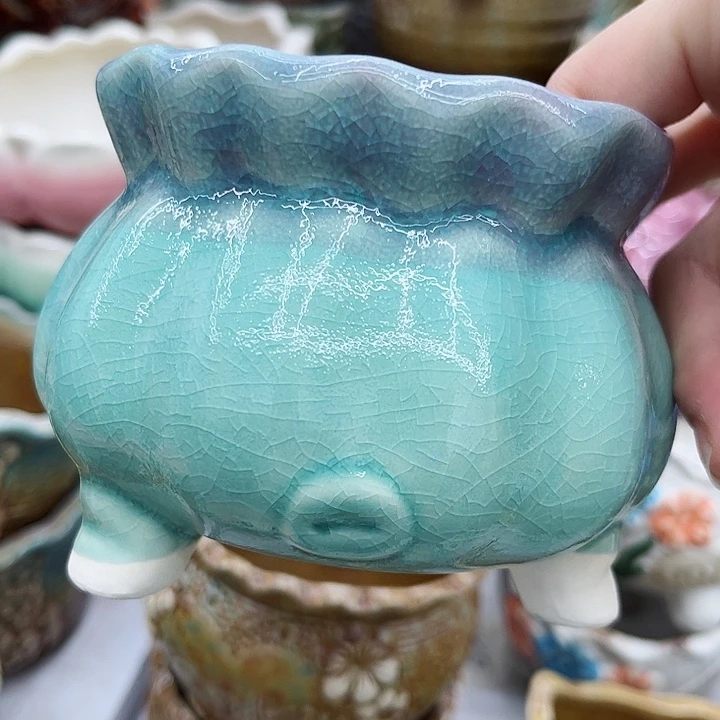 多肉绿植陶瓷花盆9.9包邮，有孔