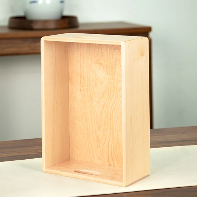 （大号35*25*13）北美硬枫木桌面收纳盒方形客厅家用收纳篮