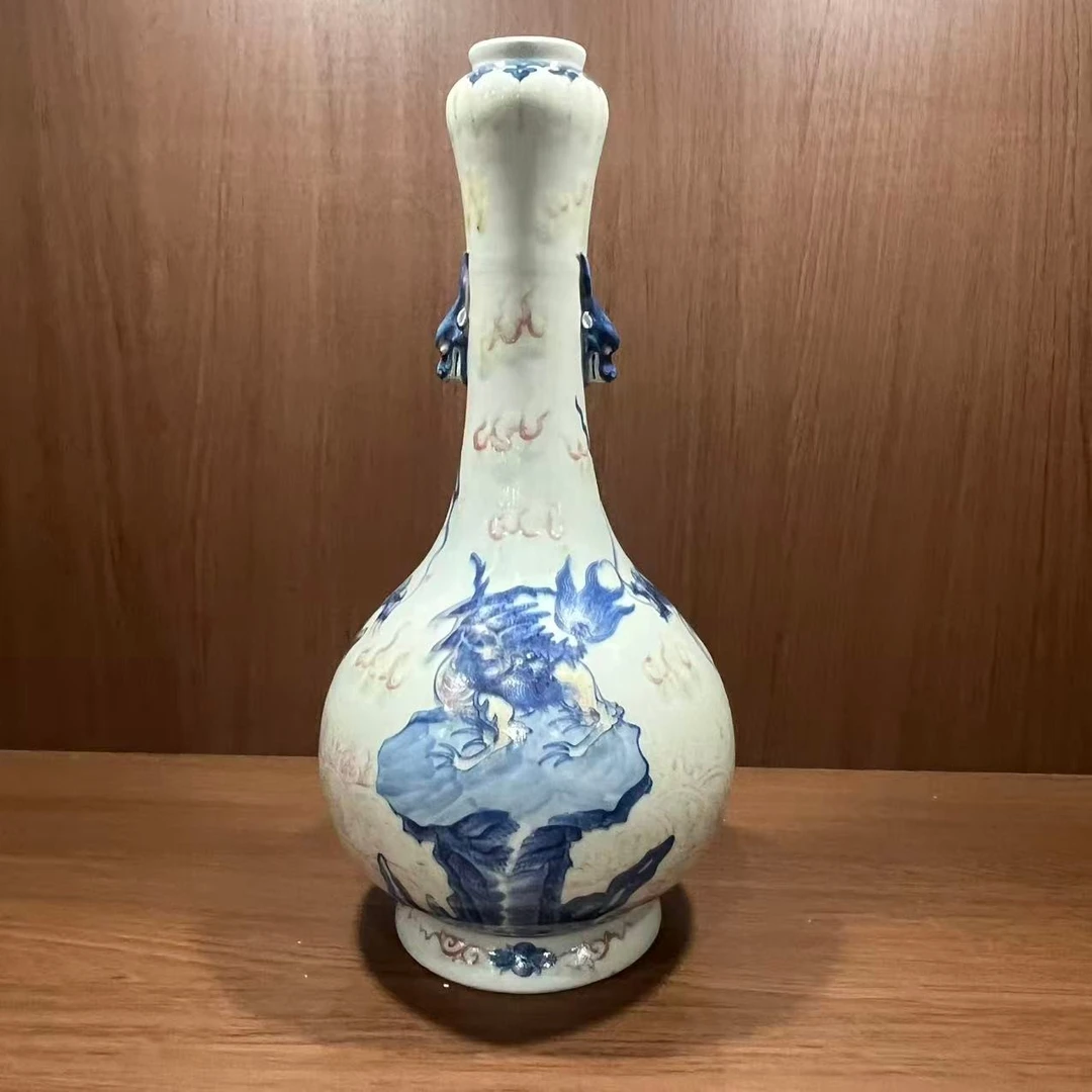 475 清晚期 青花釉里红蒜头瓶-511