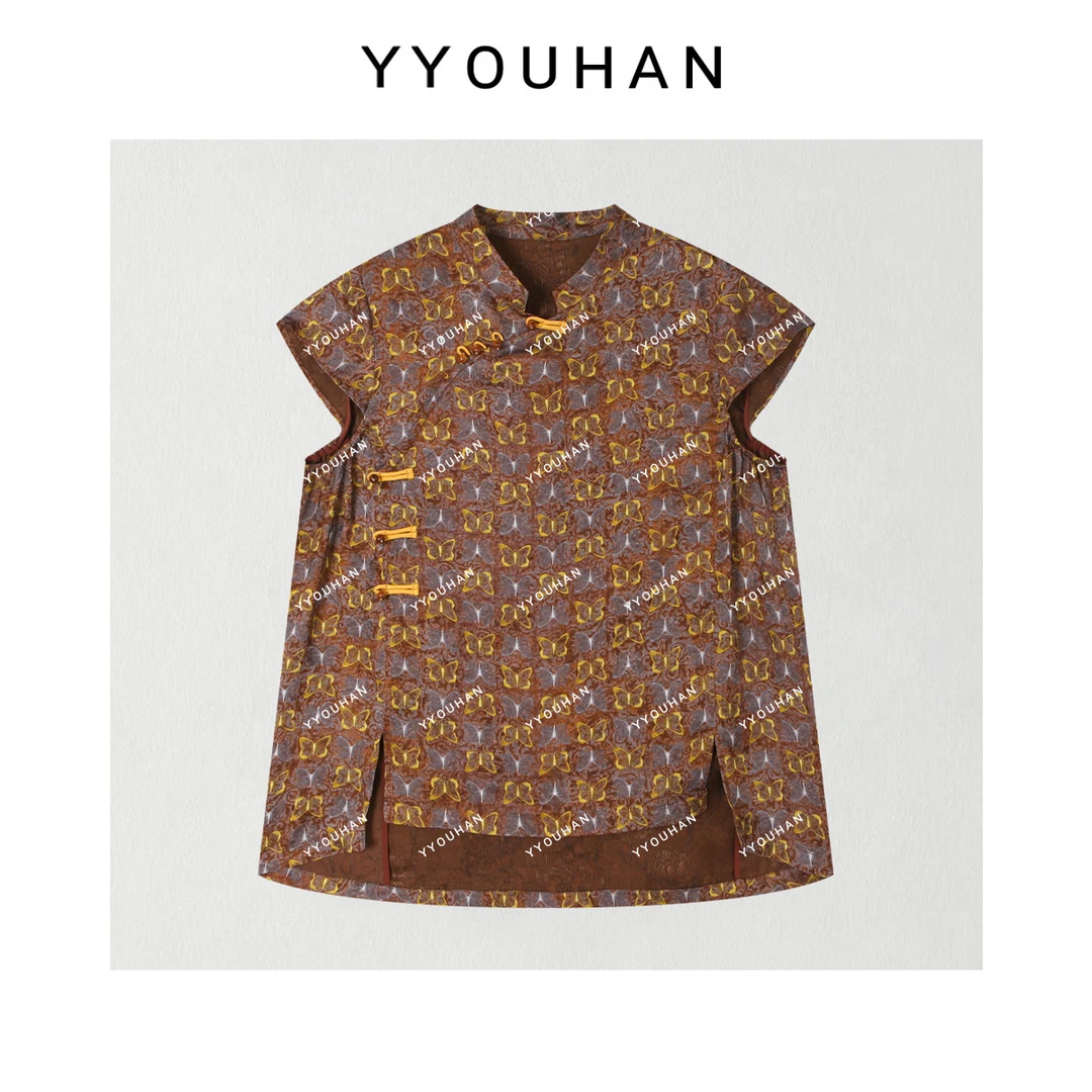 玖了个玖 2025新款【末夏蝶音】小众设计休闲满印百搭T恤 2506C3401