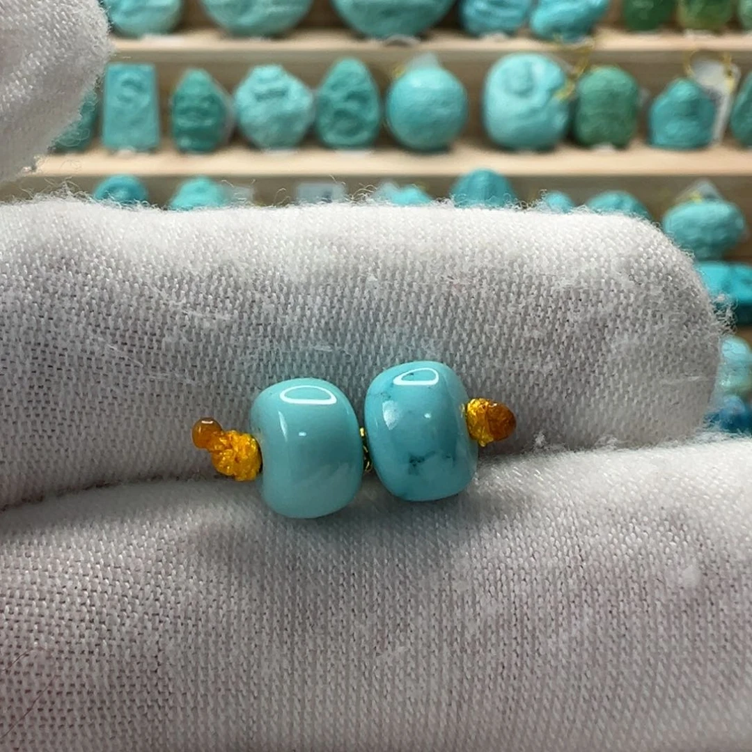 未镶嵌绿松石老型对珠 7.5x5.3mm