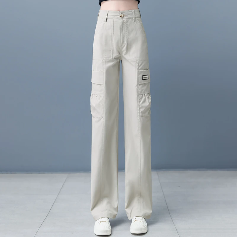 工装裤春秋2025新款高腰阔腿显瘦简约时尚裤子宽松休闲裤直筒裤子