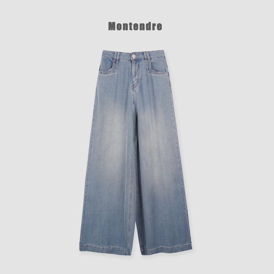 【MonTendre】夏季新款 A 时尚休闲复古经典牛仔裤舒适透气设计师