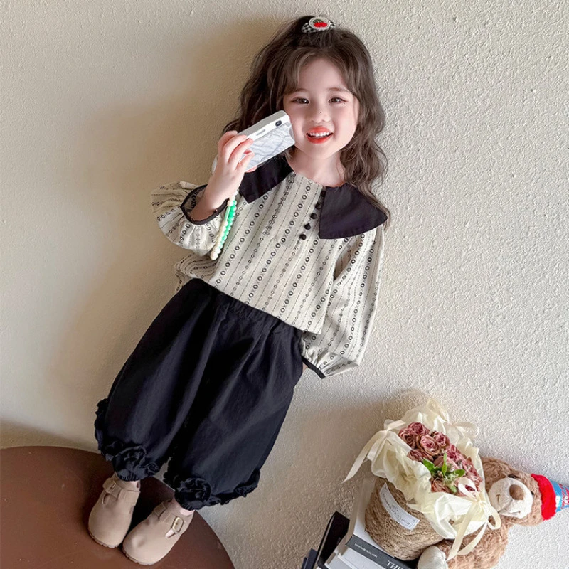 女童韩系套装秋装2025洋气新款春秋时髦宝宝娃娃衫时尚两件套