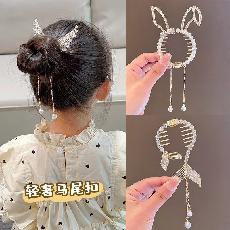 时尚猫咪儿童马尾夹可爱女童发夹宝宝头饰发卡合金镶钻女孩发饰