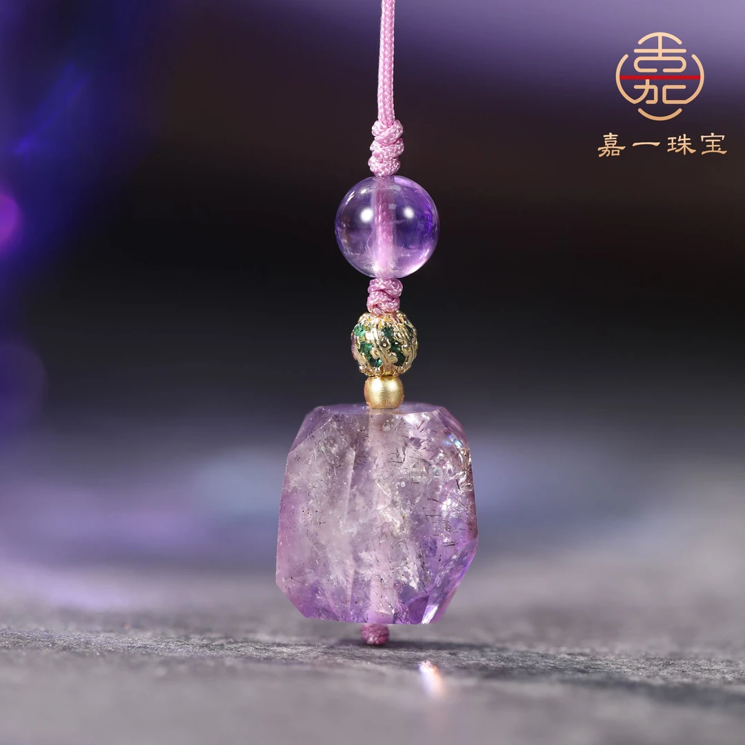 【嘉一珠宝】天然克鲁兹紫超七原石挂件-CC0491